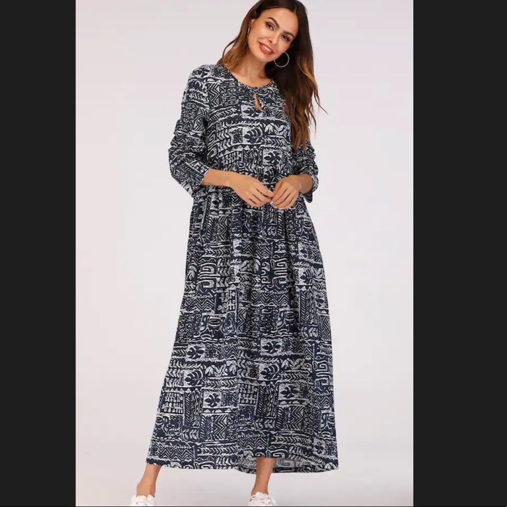 BOHO TRIBAL PRINT MAXI DRESS